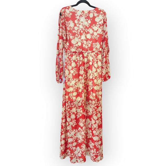 Moon and Sky Floral Maxi Dress Red White Boho Medium - Picture 2 of 12